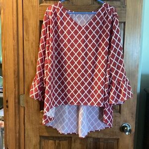 Red pattern blouse